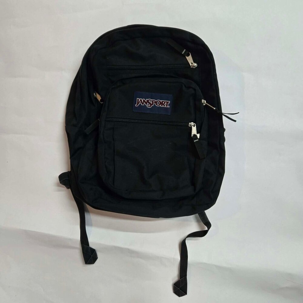 JanSport Big Student Backpack Black 5 Zipper pockets, padded back
